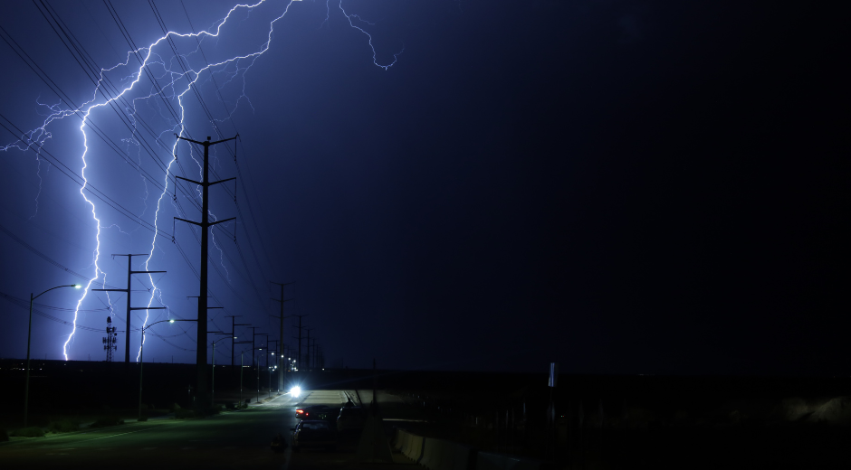 Lightning in a dark sky