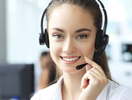 Customer service rep with headset
