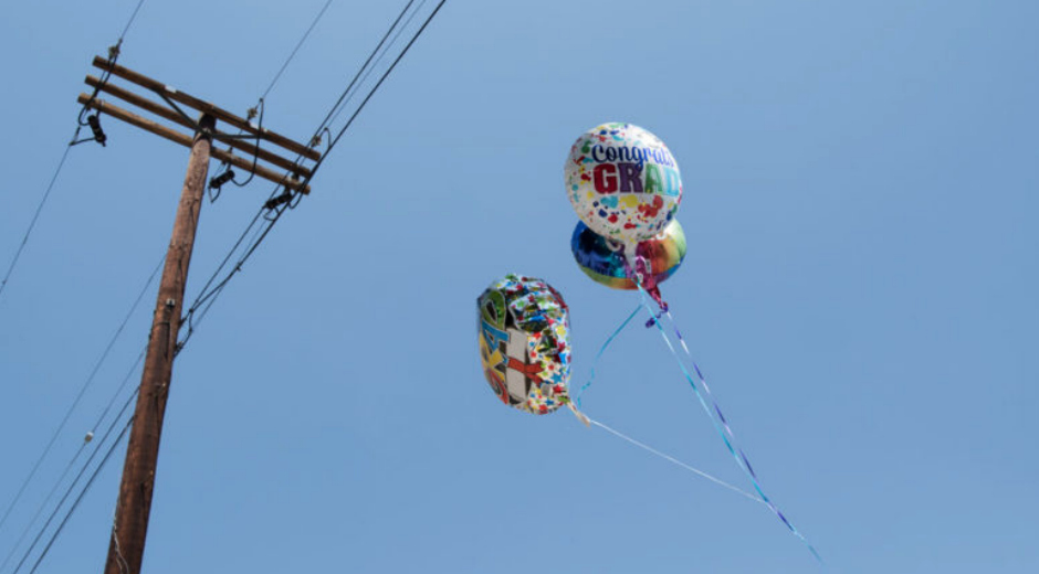 Balloons near power lines