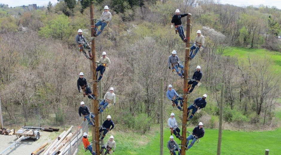 PSI students on poles