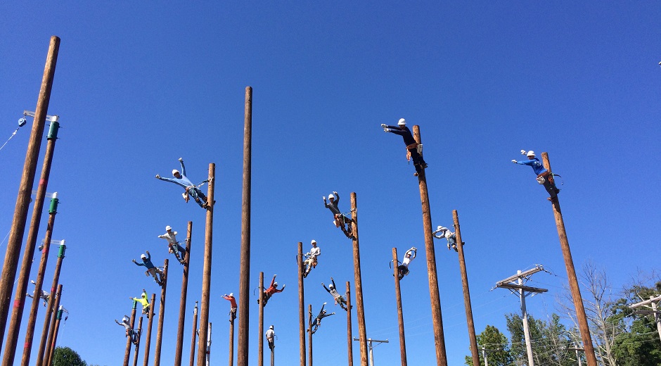 PSI students on poles