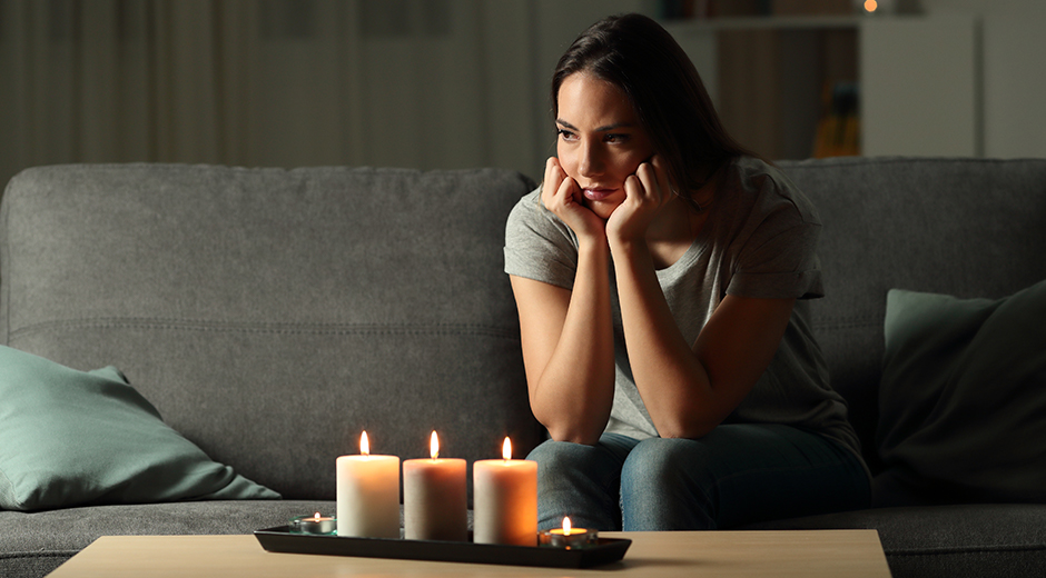 power outage woman sitting 