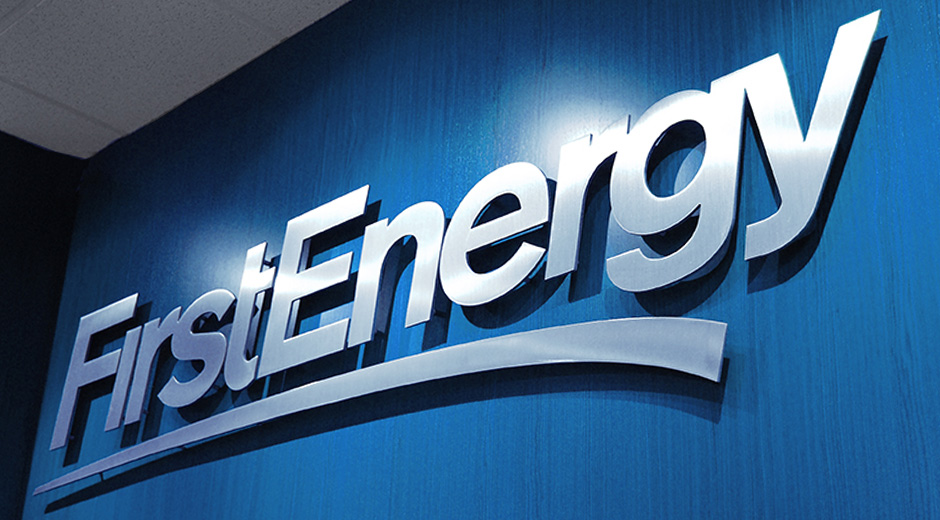 FirstEnergy logo on blue wall